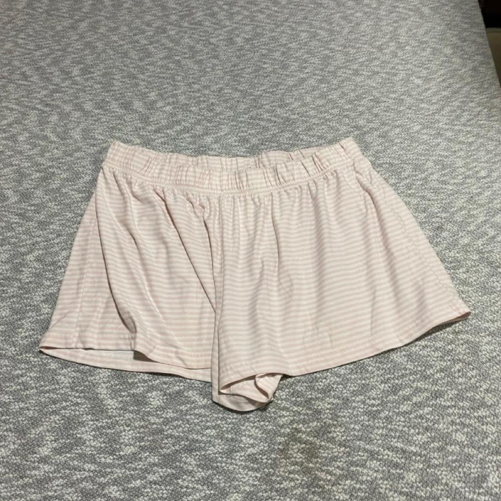 Be yourself sleepwear Pink/white striped shorts women L. SKU-B413#stripes